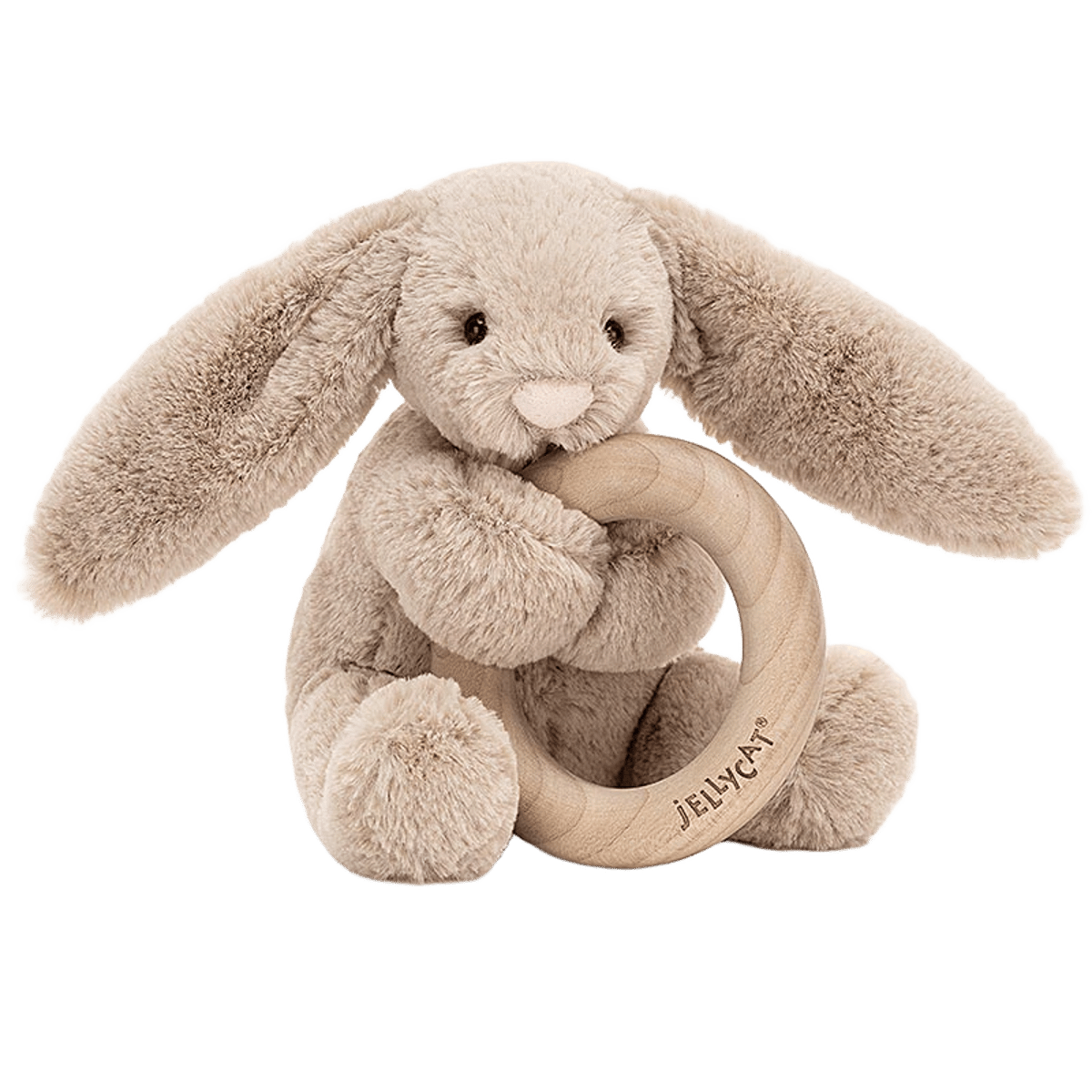 Bashful Beige Bunny Wooden Ring Toy