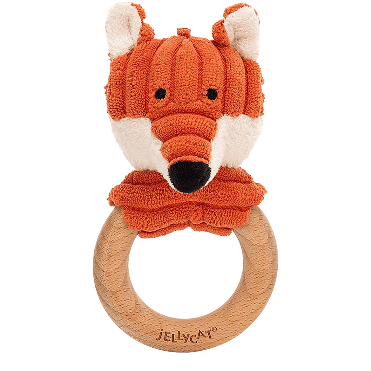 Cordy Roy Baby Fox Wooden Teething Ring & Rattle