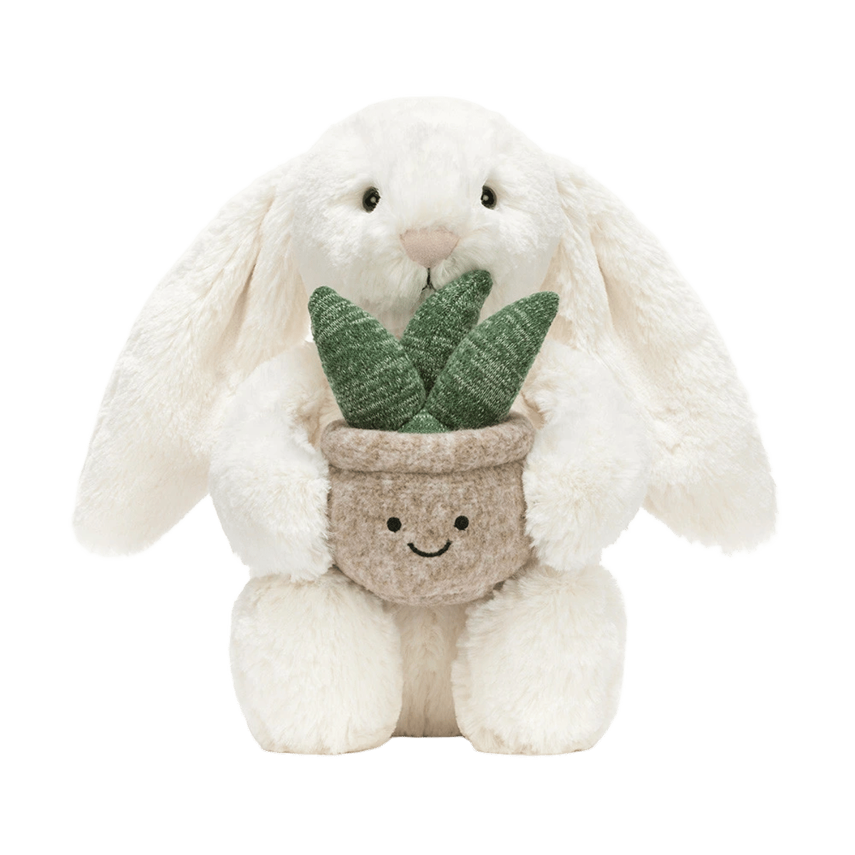Cream Bunny with Plant