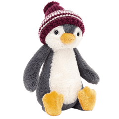 Bashful Burgundy Bobble Hat Penguin