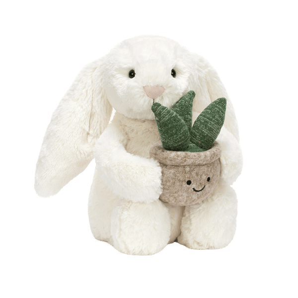 Cream Bunny with Plant